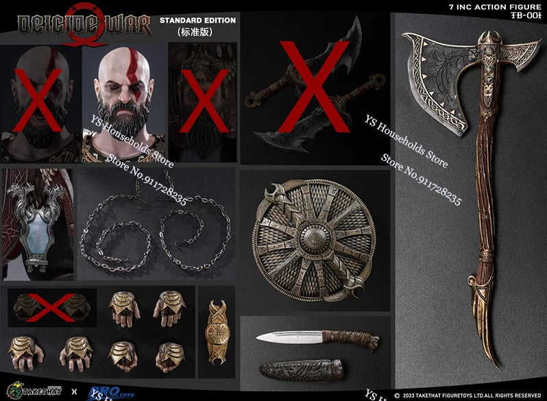 Hot Sale TAKETHAT&brotoys TB-001 1/12 God of War Kratos Bald Lord Kui Tough Guy 7Inches Action Figure Fans Gift Collection