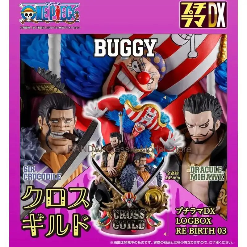 MegaHouse Original DX LOGBOX ONE PIECE Re Birth 03 Anime Figure Buggy Sir Crocodile Dracule Mihawk Action Figure Toys Kids Gifts