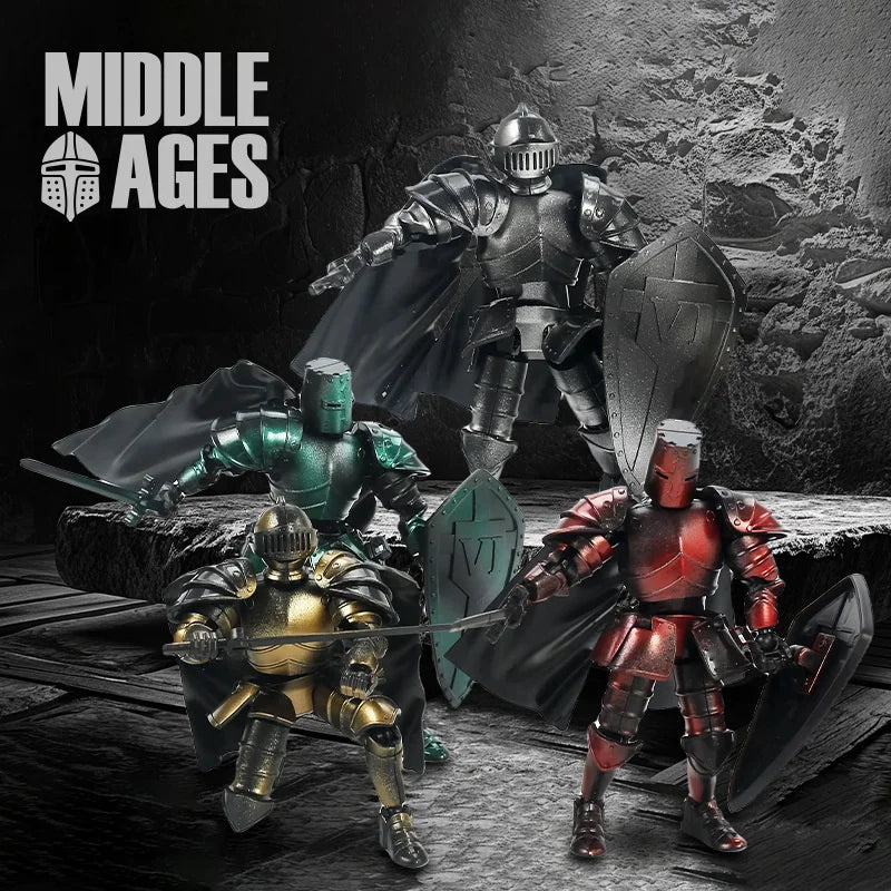Middle Ages Warrior Action Figure Toys Retro Joint Mobility Knights Collectible Model Toy For Kids Adult Stress Relieving Gifts
