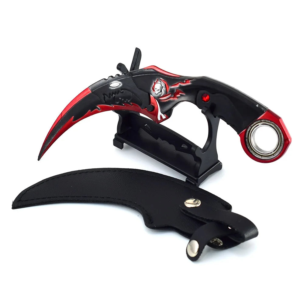 17CM Karambit Игра Живот и смърт Периферна Тъмна Луна Двойни Шипове Метален Модел Безопасност Мили Тери Влак Нож Играчки Меч Момче Подарък