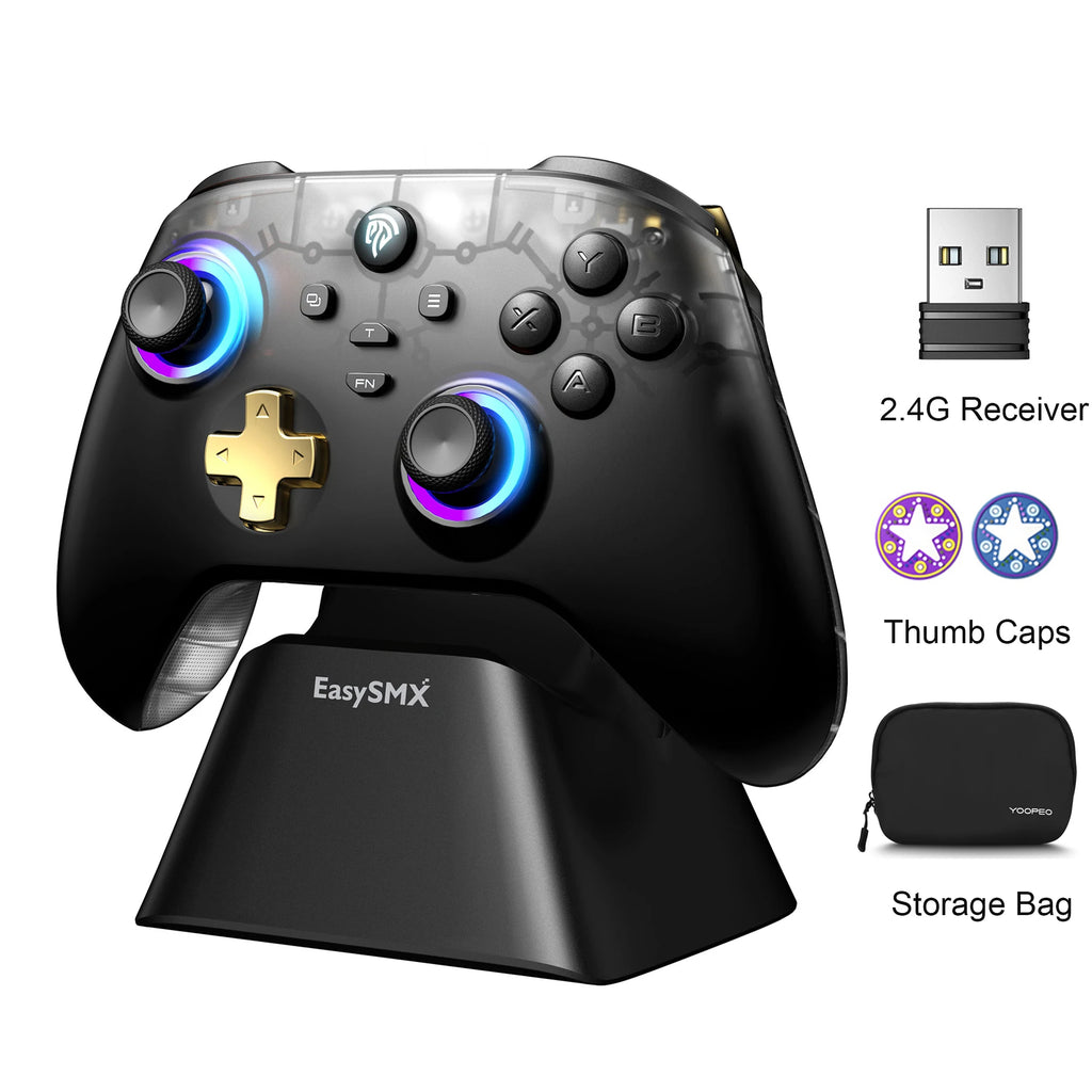 EasySMX D05 Wireless Gamepad for Nintendo Switch PC with Charging Dock RGB Hall Effect Joysticks Game Controller for Windows