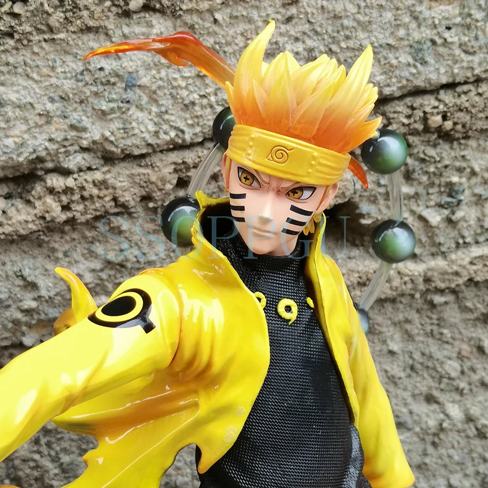 42 cm große Naruto Shippuden Figur Naruto Uzumaki Uchiha Sasuke Japanische Anime PVC Actionfigur Spielzeugstatue Sammlermodell Puppe Geschenk