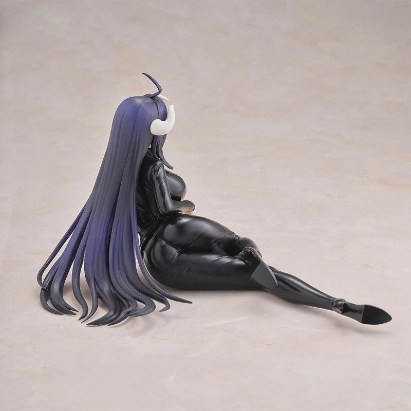 Albedo Relax Time Figure – Overlord Maid Demon Horns Prize PVC, Silver Hair Lying Desktop Display for Overlord Fans