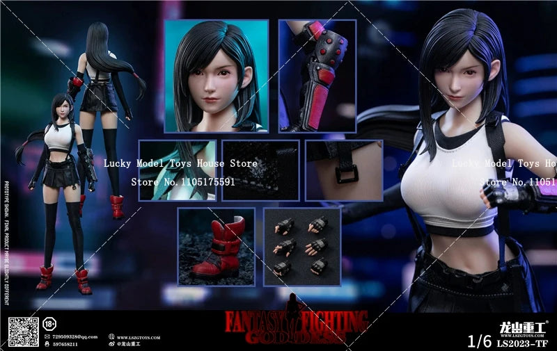 LS2023-TF 1/6 Fighting Goddess Tifa Action Figure Magic Fiction Fantasy Beauty Girl 12inch Soldier Model Doll Collection