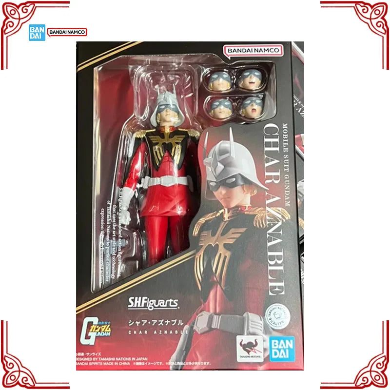 In Stock Genuine Bandai Mobile Suit Gundam Model Kit SHF Char Aznable Anime Action Figure Collection Finished Model Toys Gifts