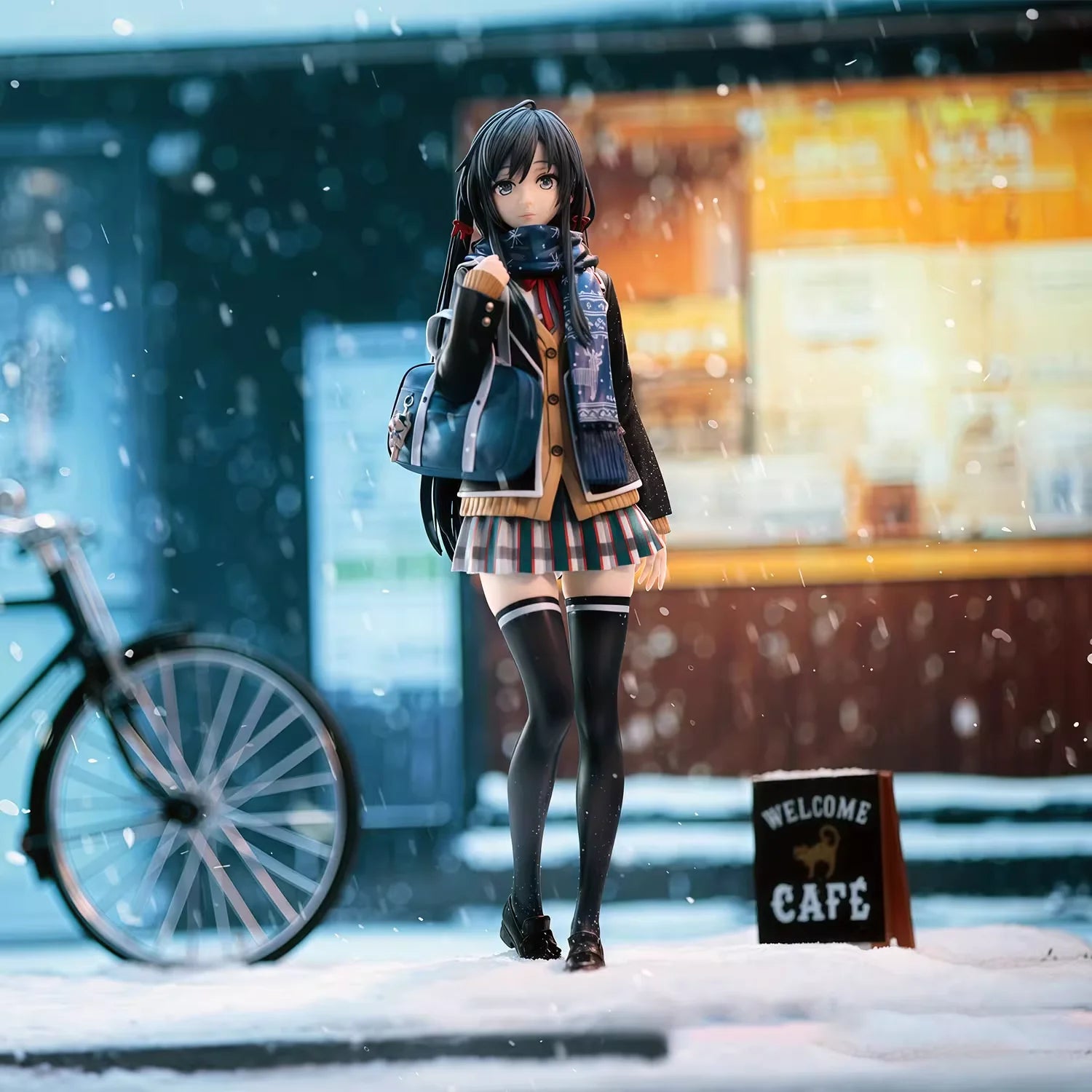 Love Story Scarf Yukino Anime Action Figure Standing Pose Car Decoration Kimono School Uniform Bishoujo Model Toy Festival Gifts