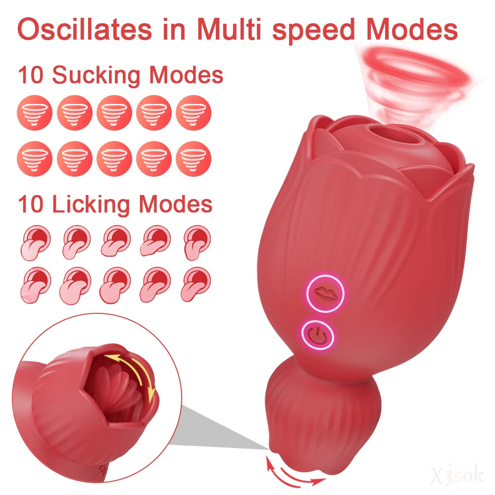 Rose-Sucking Vibrator Nippel Klitoris Stimulator Zunge Lecken Vibration Masturbation Werkzeuge Frauen Sex Spielzeug Für Erwachsene Vibrator 18