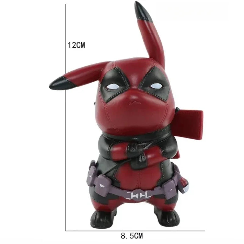 12cm Kawaii Pikachu Cos Deadpool Iron Man Anime Character Q Version of Cartoon Animation Tide Play Figure Desktop Car Decoration