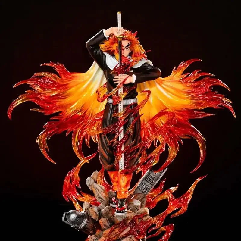 30cm Anime Demon Slayer Figure Rengoku Kyoujurou Figurine Flame Hashira Model PVC Desktop Statue Collection Birthday Toys Gifts