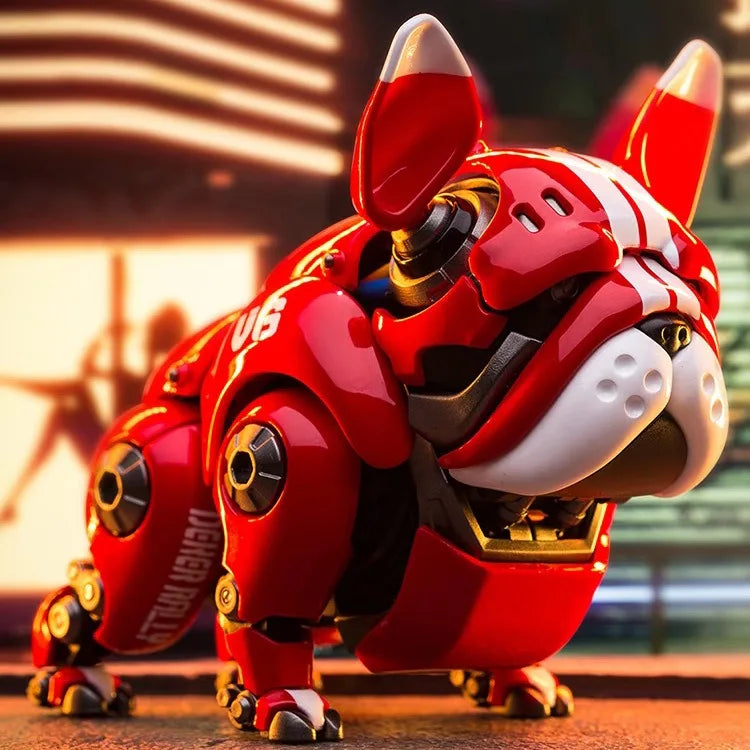 Mechanical Dog Figure Doll Cartoon Anime Bulldog Joint Movable Cute Pet Tide Play Office Model Car Ornament Gift Kids Funny Toy