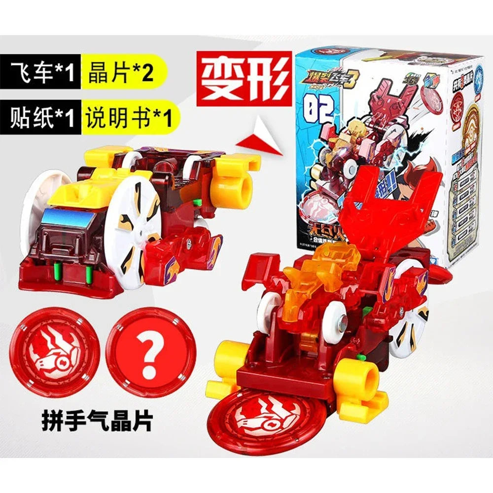 Screechers Explosive Speed Car 3 Metamorphosis Action Figures Children Gifts Boys Toy Ejection Flip Deformation Double Car
