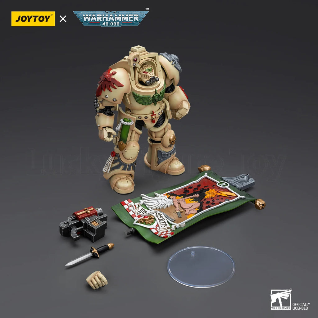 【Original】JOYTOY WARHAMMER 40K Dark Angels Deathwing Ancient with Company Banner 1/18 Action Figure Model Toy