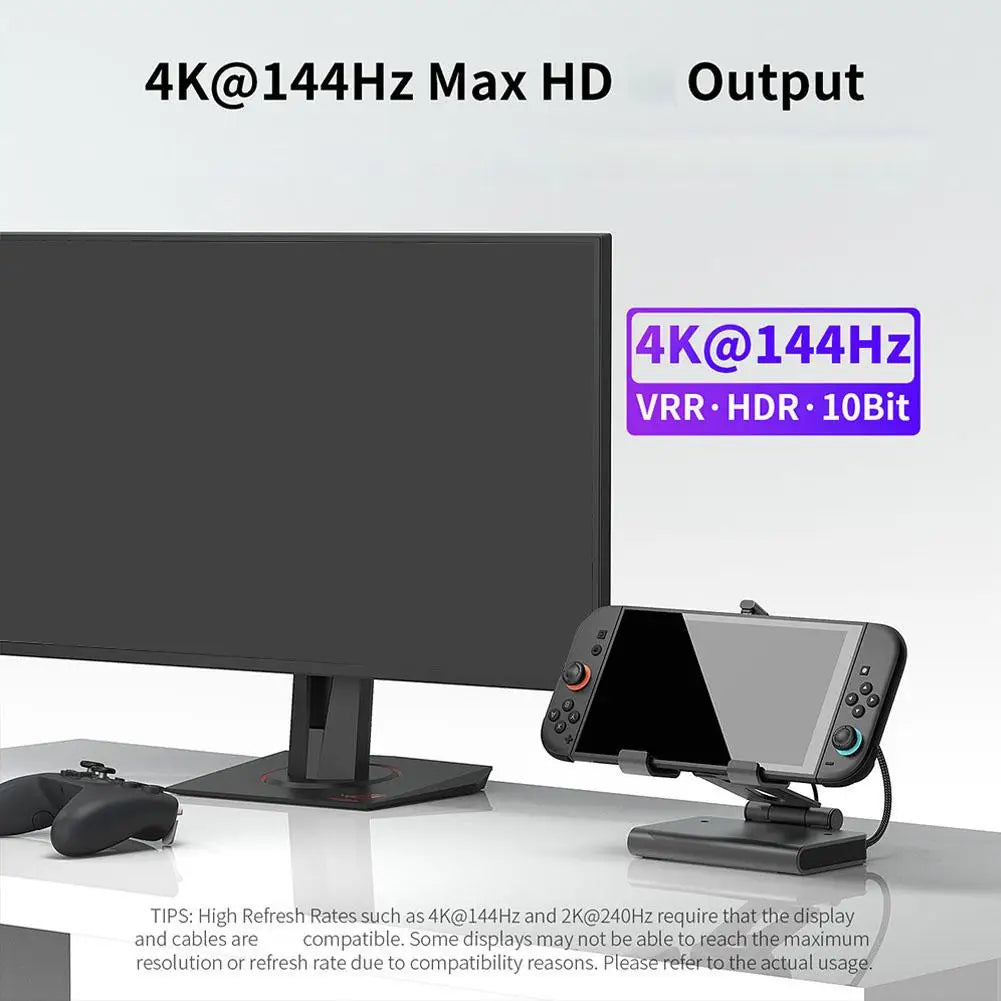 6-in-1 Cooling Dock for Switch 2 - 4K 144Hz HDMI Dock with Dual Fans, TV Mode Adapter, Portable Stand & Heat Dissipation
