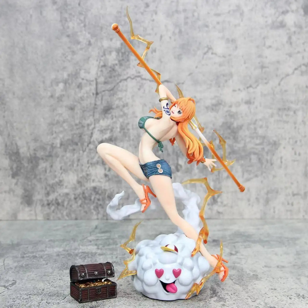 Bandai Action One Piece Anime Figure Nami Baseball Bat Model Ornaments Peripheral Gifts Doll Collection Decoration Kids Toys