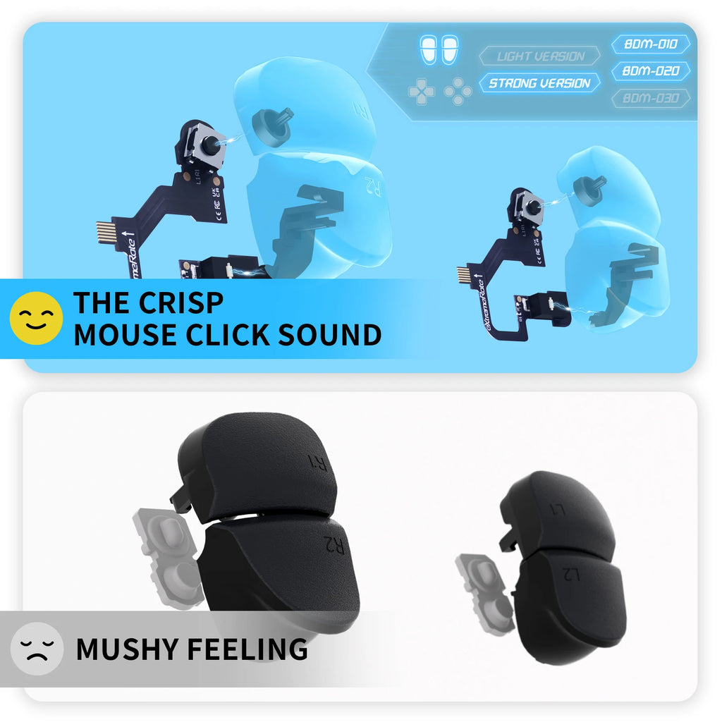 eXtremeRate Micro Switch Version Clicky Hair Trigger Kit V2 für PS5 Controller BDM-010 &amp; BDM-020 Schultertasten, Mausklick