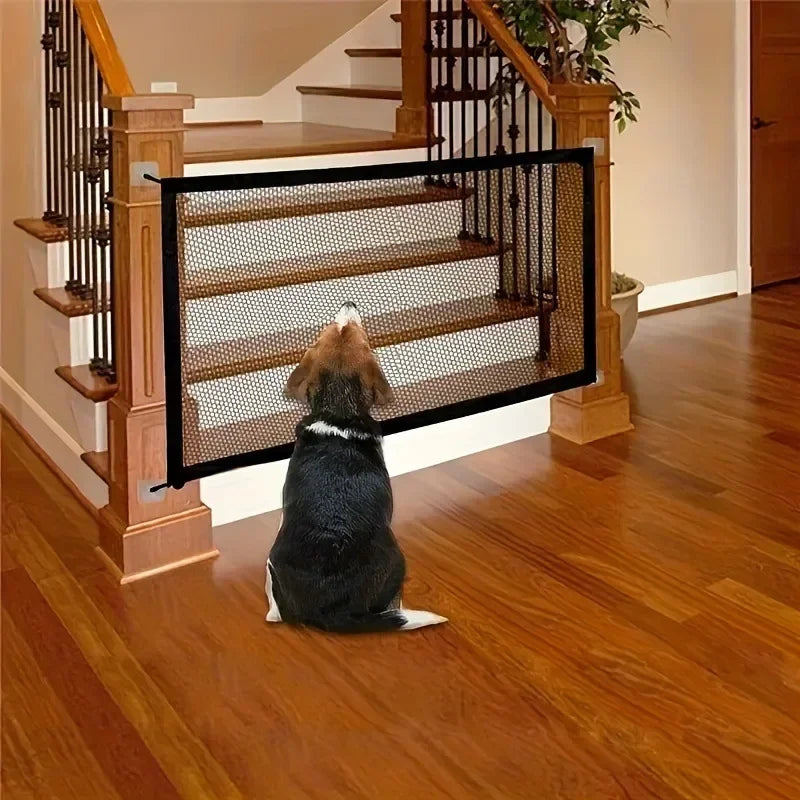 Heavy Duty Dog Barrier Fence with Hooks Insulated Net Foldable Breathable Mesh Mirror Door Pet Security Gate for Indoor Outdoor