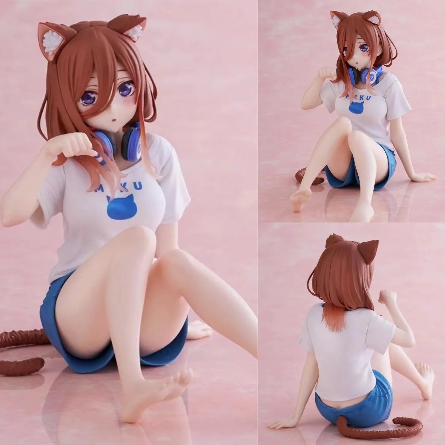Anime The Quintessential Quintuplets Desktop Cute Nakano Itsuki Figures Cat Room Wear Ver Girl Statue Model Doll Desk Decoration