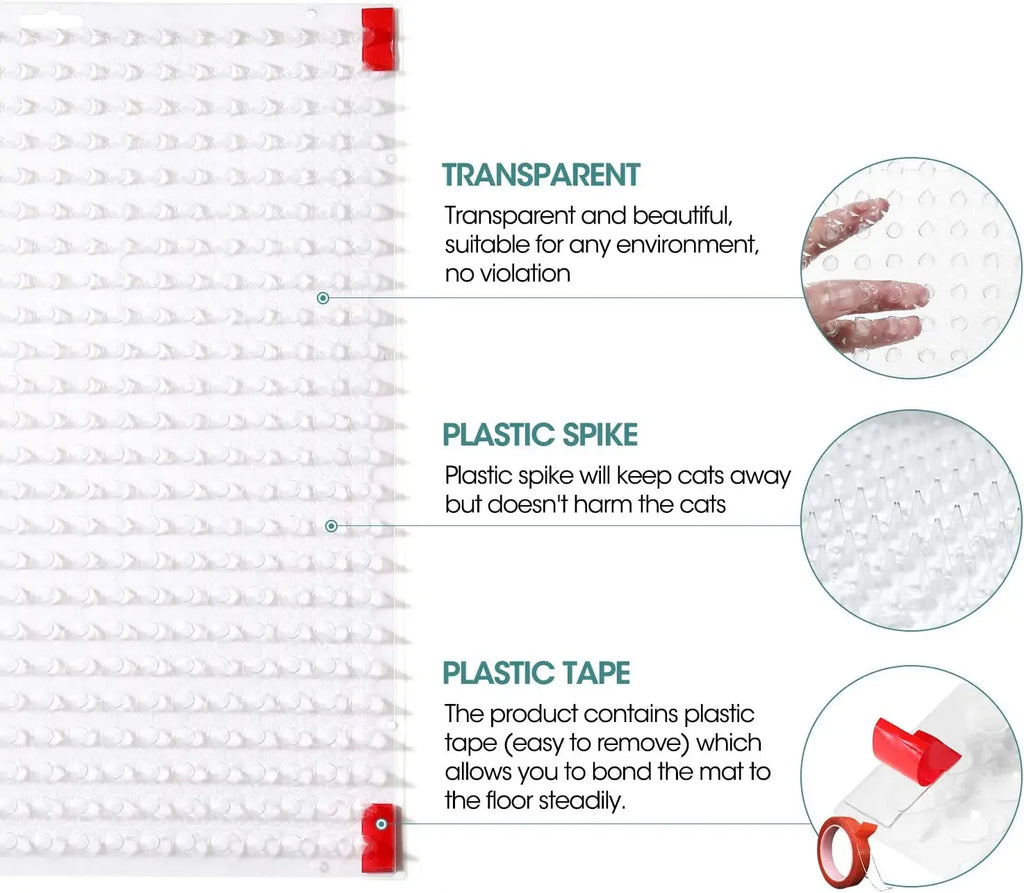 Cat Deterrent Outdoor/Indoor Scat Mat, Pet Deterrent Training Mats, Cat Scat Mat with Spikes