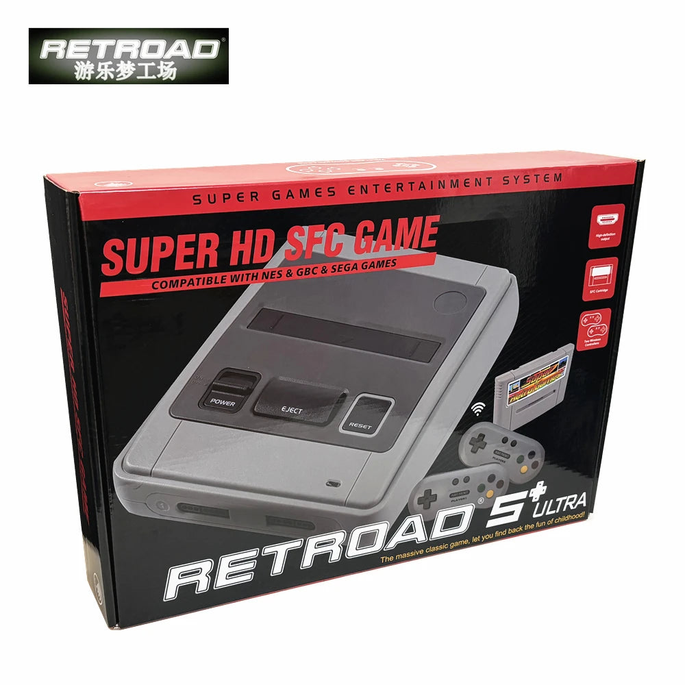 SFC52HD Super Retro Hardware Game Console Play For SFC/SNES Game Cartridge Two Controllers Free 350 Games Card Original Size