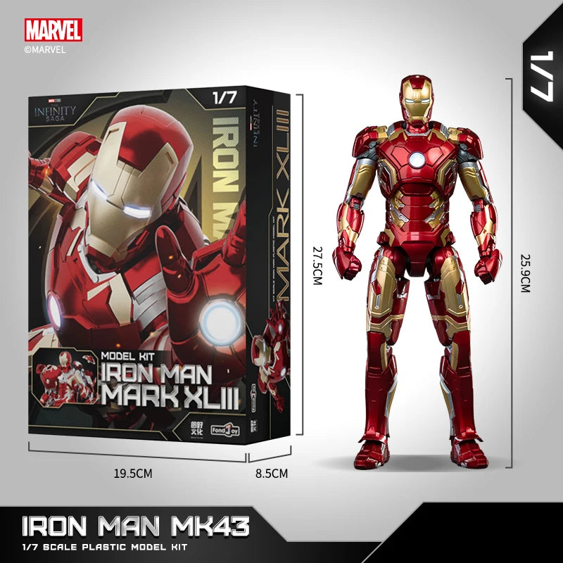 Fondjoy Marvel Iron Man MK46 Assembled Model 10in 1/7 scale Action Figures Reactors can emit light Collect Ornament Boy Toy Gift