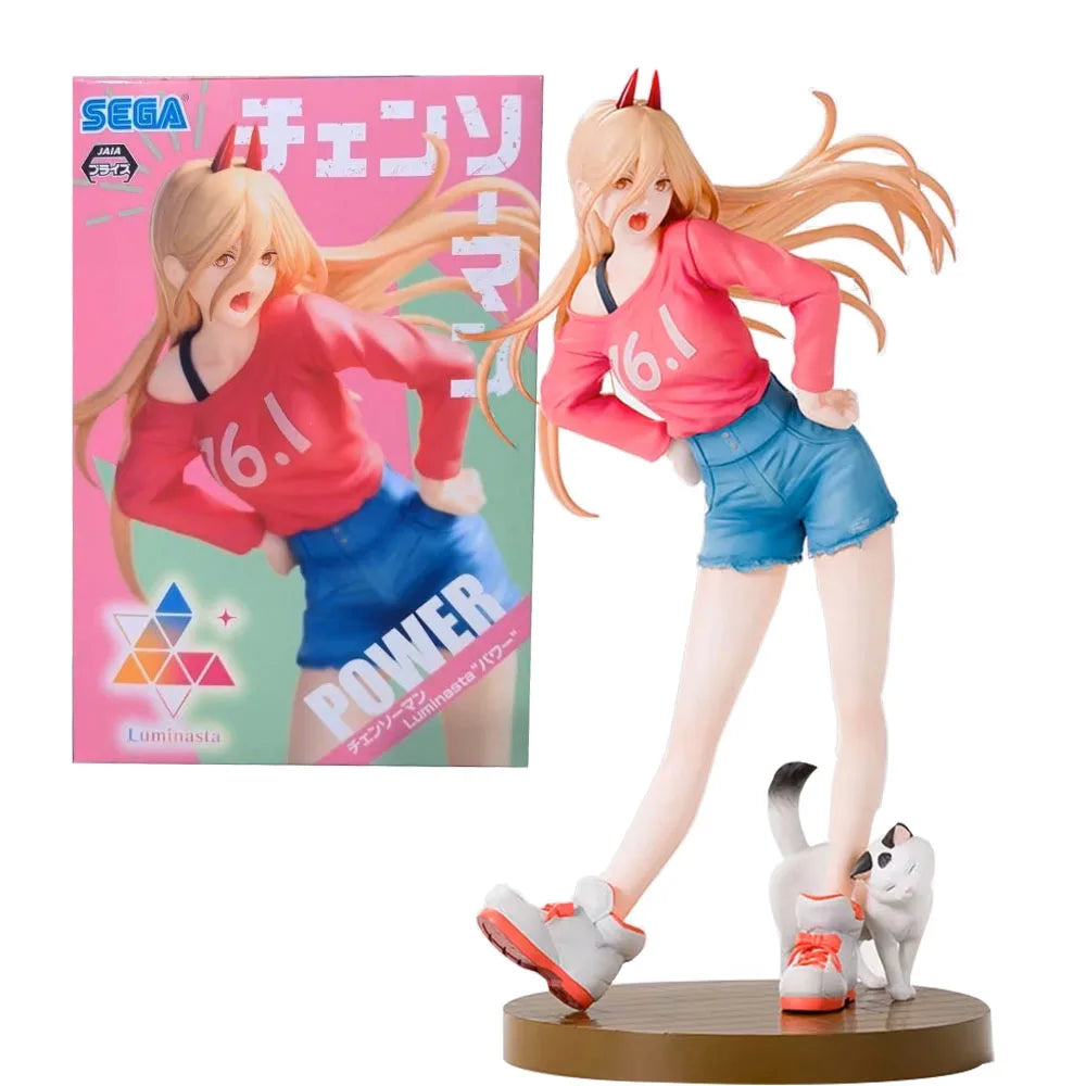 15CM Anime CHAINSAW MAN Figure POWER Sitting Position Anime Model Toys Gifts Collection Decoration Ornaments PVC