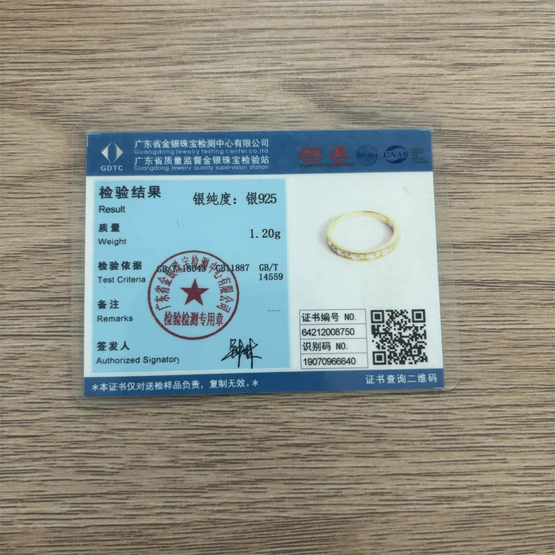 925 Sterling Silver Plating 14k Gold Japanese Retro Simple Pavé Crystal Hollow Ring Women Light Luxury Party Jewelry Accessories