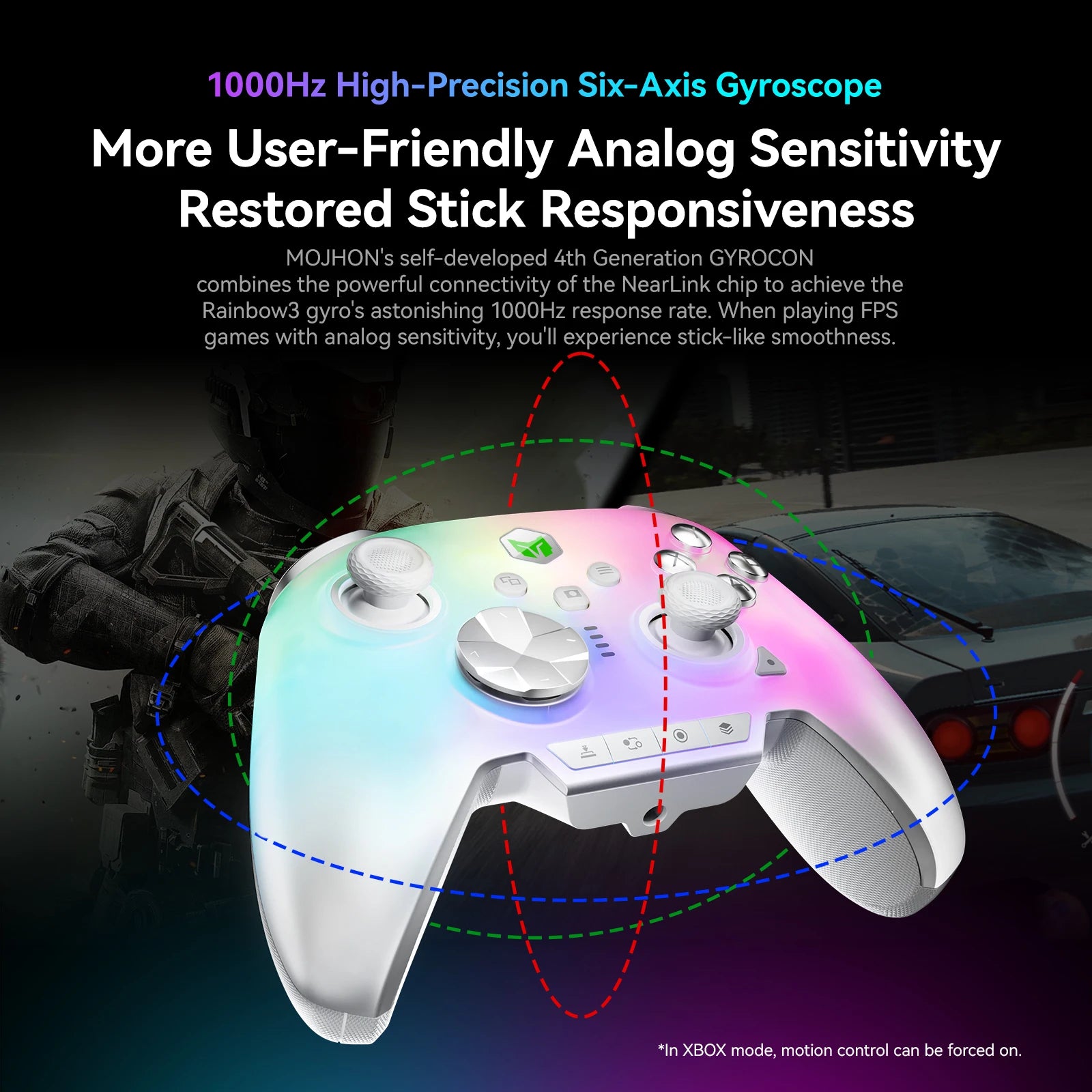 NEW BIGBIG WON Rainbow 3 Wireless Game Controllers NearLink 2.4G Hall Joystick Micro Motion Button RGB Gamepad for PC