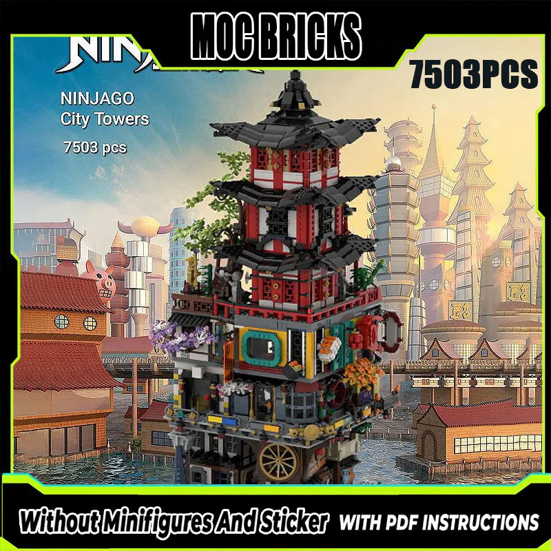 Moc Building Blocks City Retro Fantasy Architecture Model Ninja Tower ...