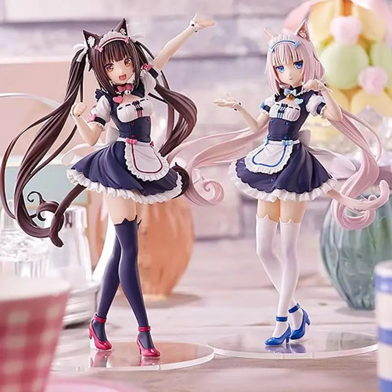 Anime Nekopara Maid Outfit Girl Action Figures Cute Cartoon  Model Toy Collection Statue Figurine Computer Case Desktop Ornament