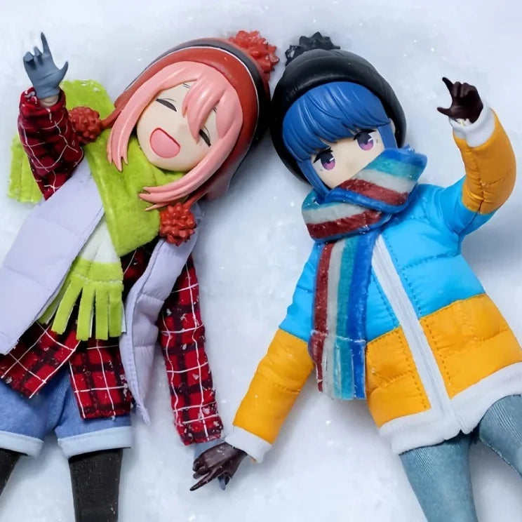 GONG Laid-Back Camp Cloth Action Figure Rin Shima Nadeshiko Kagamihara Anime Figurine Joint Movable Collection Model Toy Desktop