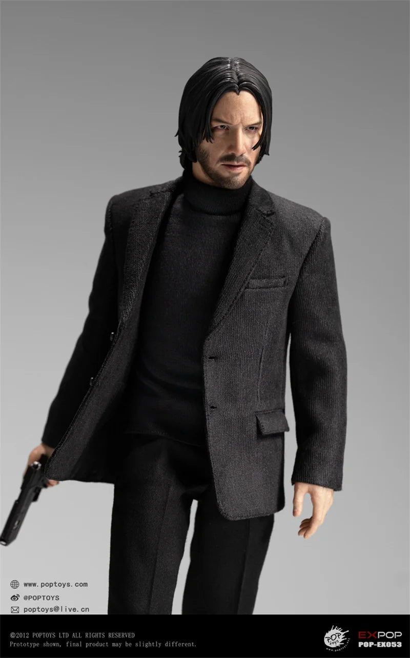 POPTOYS EX-053 1/6 Collectible John Wick Handsome Tough Guy Keanu Reeves Full Set 12" Male Soldier Action Figure Model for Fans