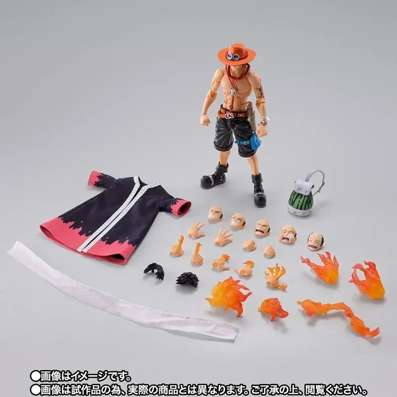 In Stock ONE PIECE PORTGAS.D.ACE SABO Luffy Bandai S.H.Figuarts SHF Model Kit Action Figures Model Toy Gift for Children
