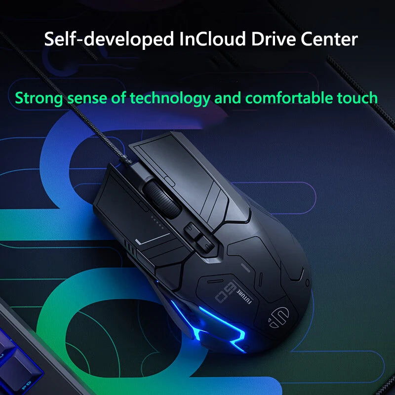 Inphic PG9 Wired Mouse 75g Lightweight Gaming Mouse for Esports Games 12800DPI 6 Buttons RGB light effect