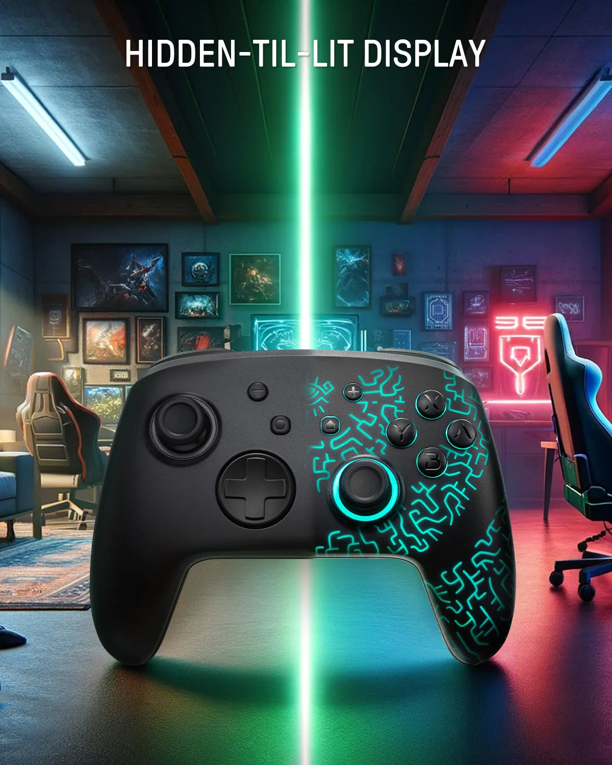 FUNLAB Wireless Bluetooth Pro Controller For Nintendo Switch 2/1 Creative Luminous Pattern/Compatible NFC/PC/OLED/Turbo/RGB/Lite