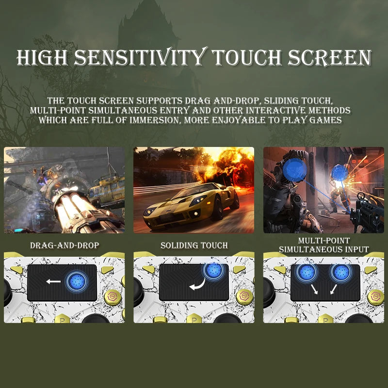 Controller For PS5 Console Steam/PC Wireless Gamepad Game Control Handle Rocker 6-Axis Gyro 3 Level Vibration W/ Turbo Touchpad