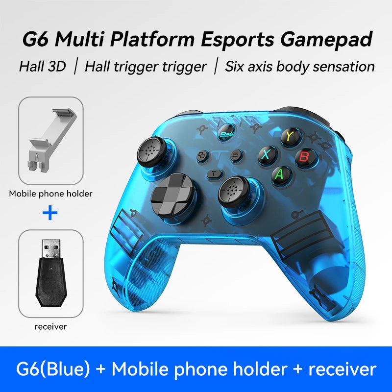 G6 wireless Bluetooth mobile game controller with Hall trigger and Hall joystick supporting switch/pc