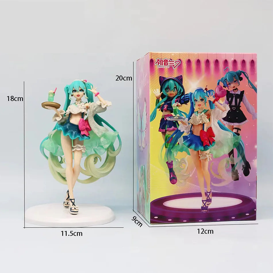 The Hatsune Miku figure Soda  cream dress The Props Desktop Decoration Collection PVC Model Toys Kids Gifts