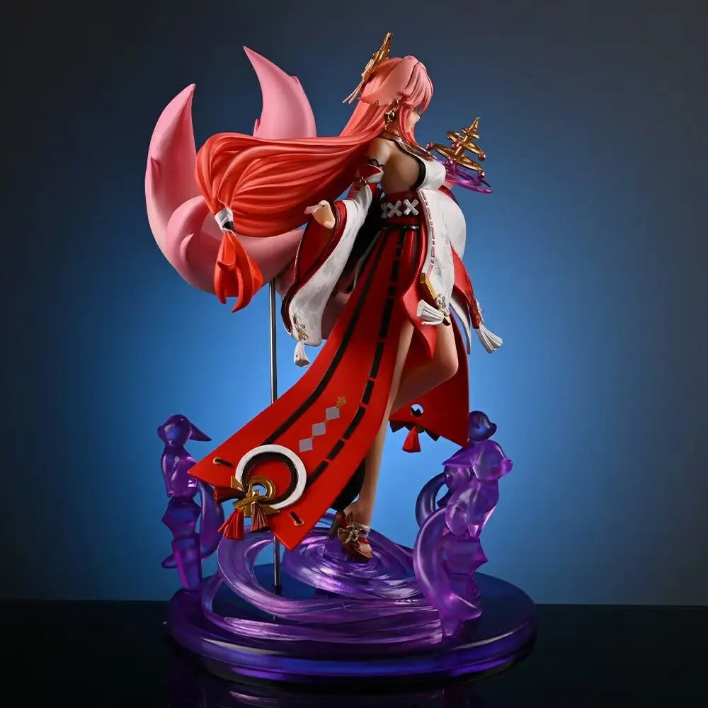 24cm Anime Figure Genshin Impact Gk Yae Miko Fox Pvc Action Figurine Desktop Ornament Decoration Model Statue Toys For Kids Gift