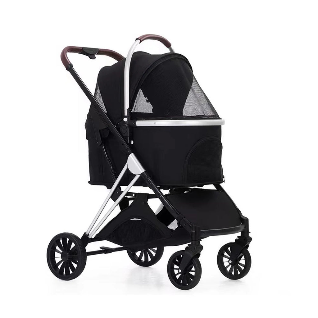 Pet Stroller With Storage Basket For Medium Large Dogs/Cats 3 In 1 Foldable Carbon Steel Alloy Detachable Carrier