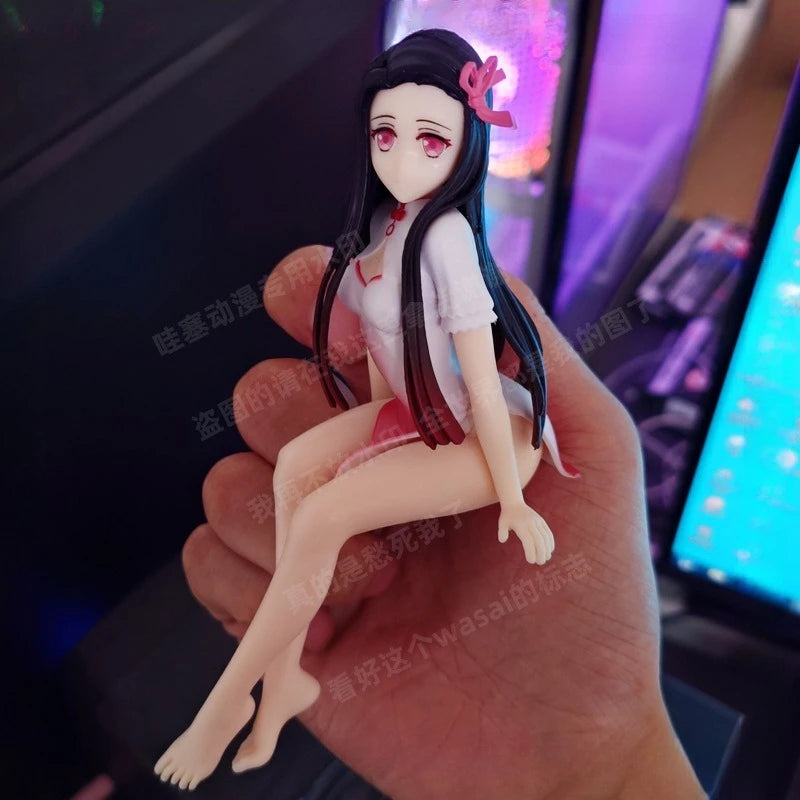 14CM Креативна периферна аниме фигурка на убиец на демони Камадо Незуко, инстантна юфка, момиче Cheongsam, модел играчка, PVC фигурка, подарък