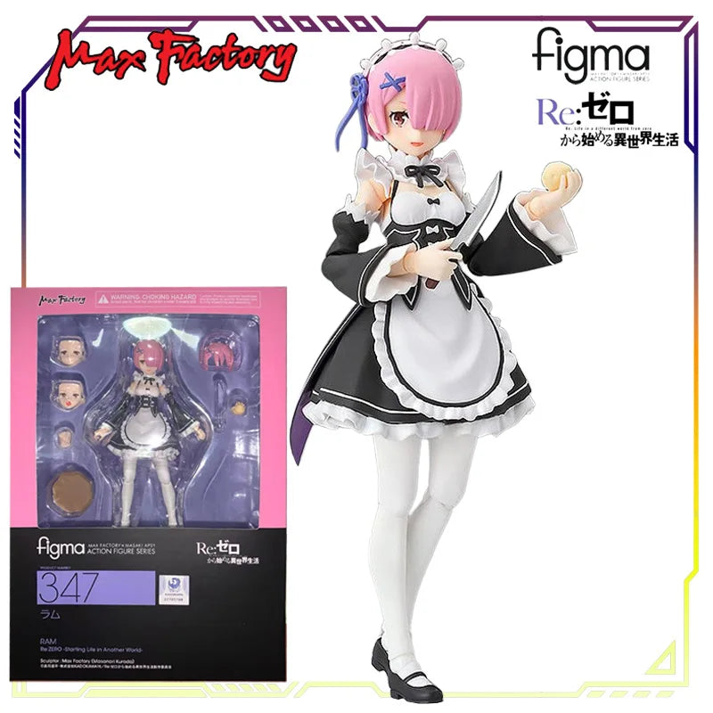 Max Factory Figma Re Zero 346 Rem 419 Emilia Original Articulated Action Figure Collectible Model Toy Anime Statue for Gift