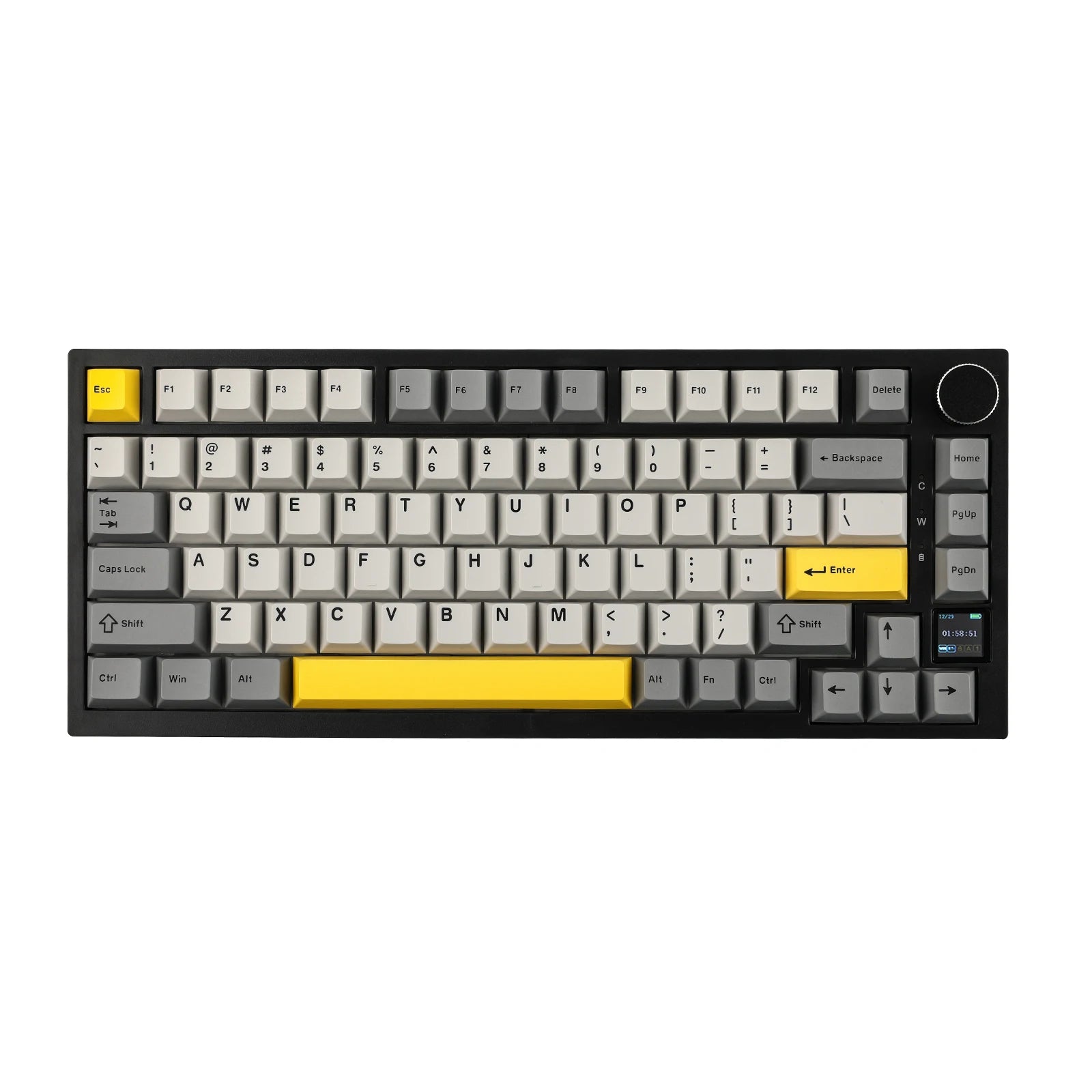 Ajazz AK820 Pro 75 % dichtungsmontierte Bluetooth 5.1/2,4G Wireless/Type-C Kabelgebundene mechanische Tastatur mit TFT-Bildschirm für Mac/Win