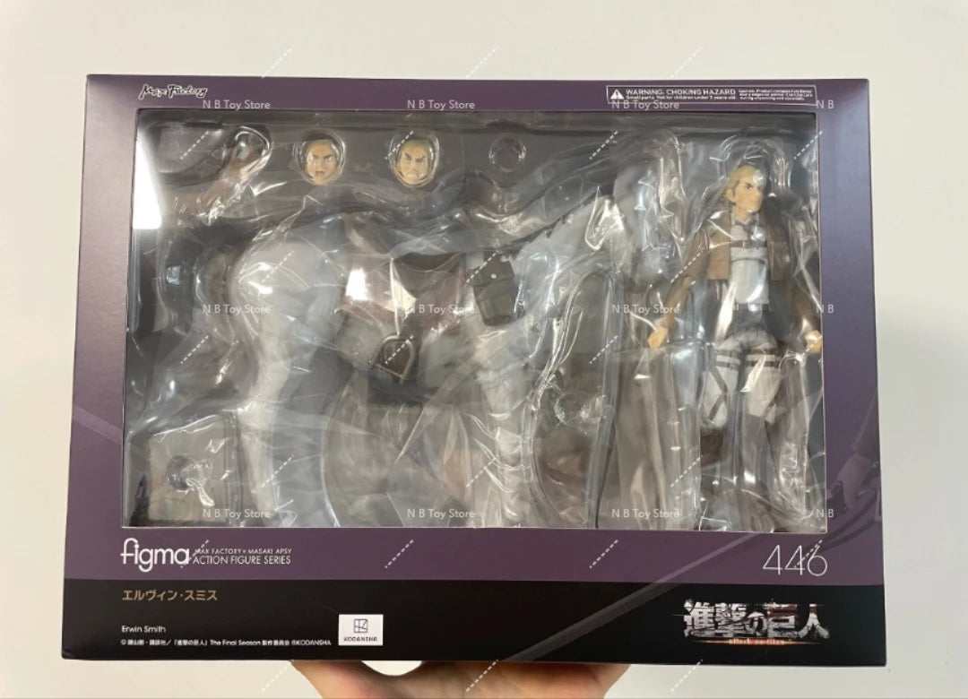 In Stock Original MaxFactory MF Figma 446 Attack on Titans Erwin Smith PVC Anime Action Figure Model Gift Collection Toys15cm