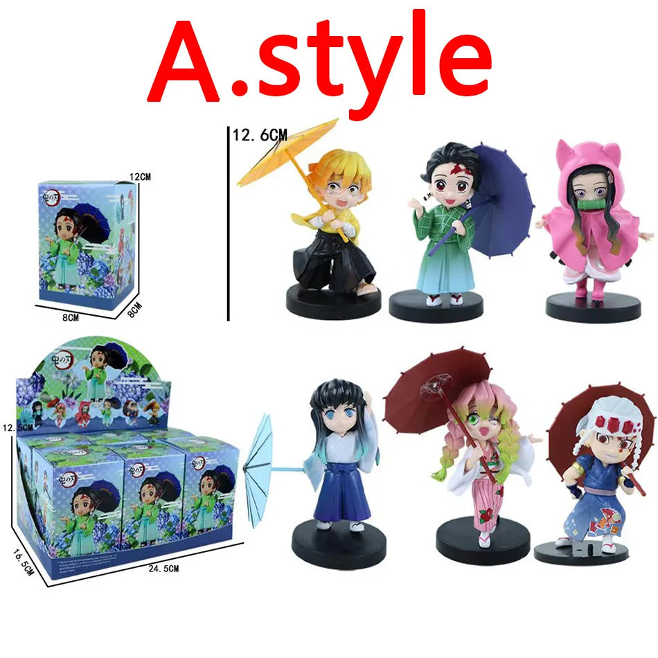 Demon Slayer Plum Rain Series Blind Box Nezuko Tanjiro Q Version PVC Figures Mystery Pack Birthday Christmas Gift