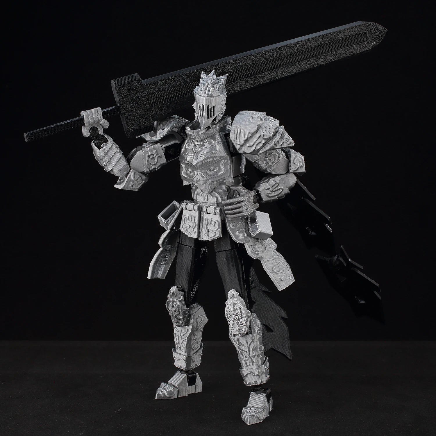 9L3D Lucky13 Silver Armor Knight Action Figure Dummy13 with TripleWeapon T13 Multi-Jointed 3D Printed Collectible Toy Titan13