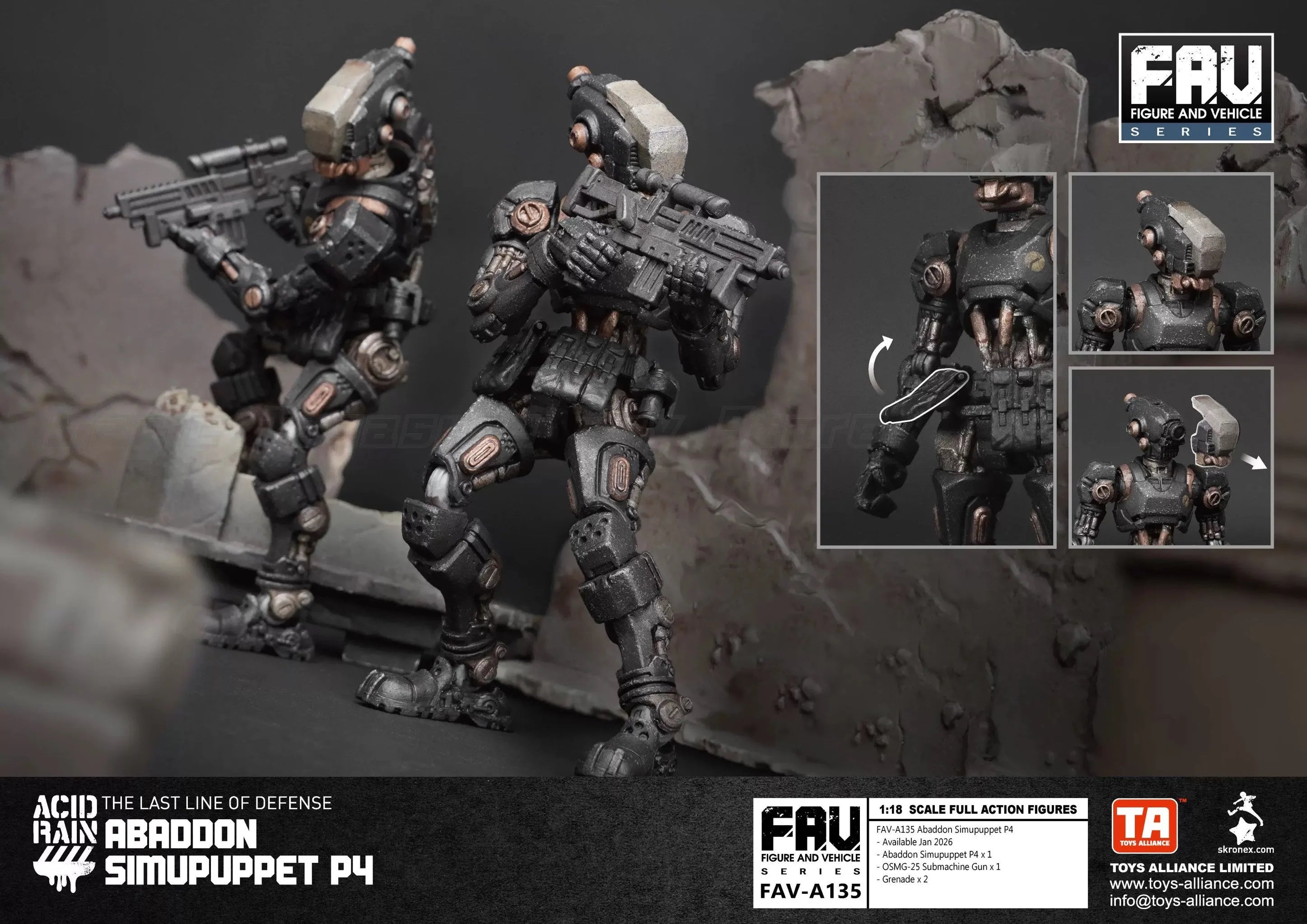 Acid Rain War FAV-A135 Simupuppet P4 1/18 Action Figures Collection Model Toys