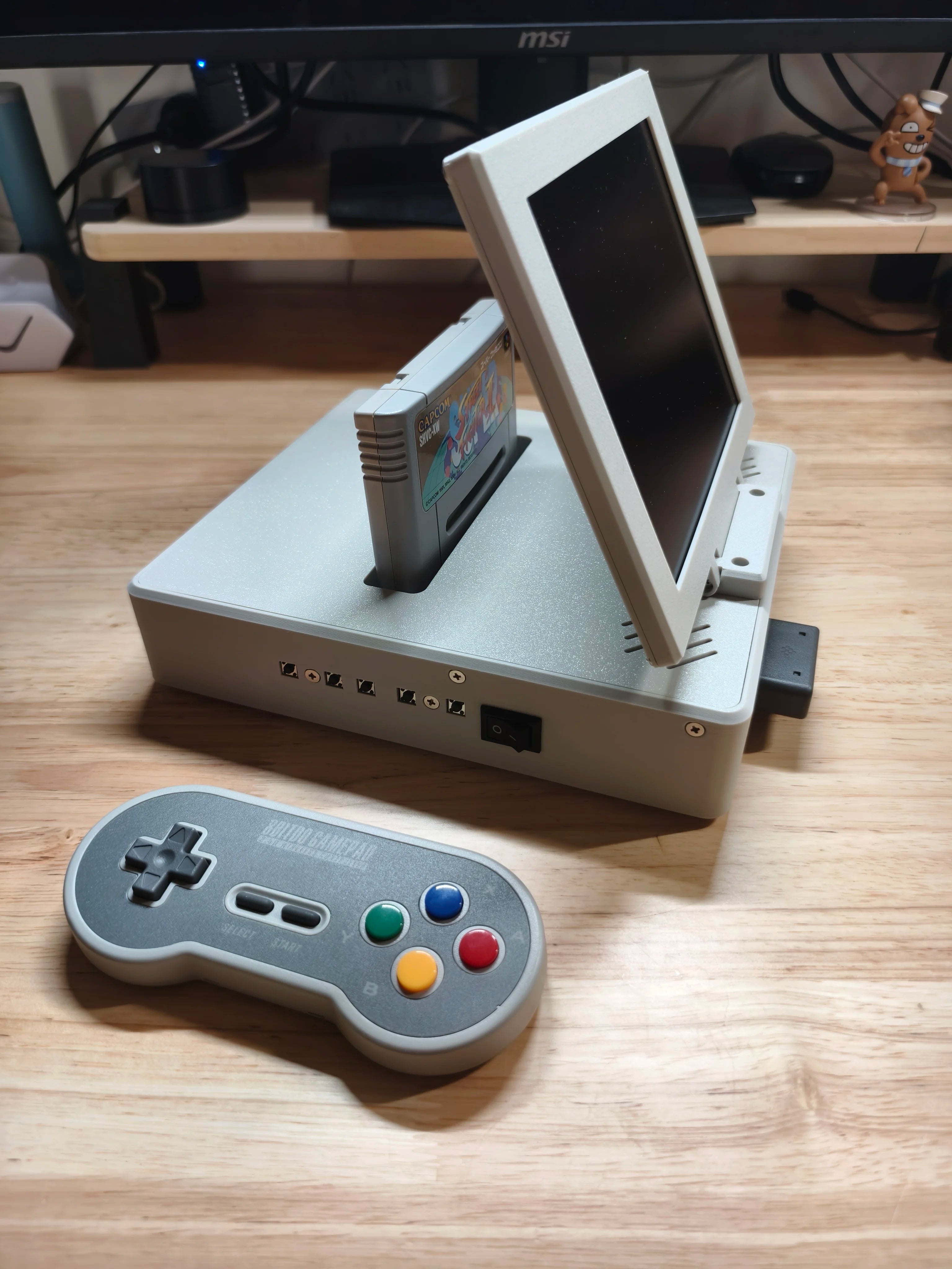 SFC/SNES Modified All-in-one Retro Arcade Game Machine With Portable Display Mini Screen Supports Dual-screen Mode