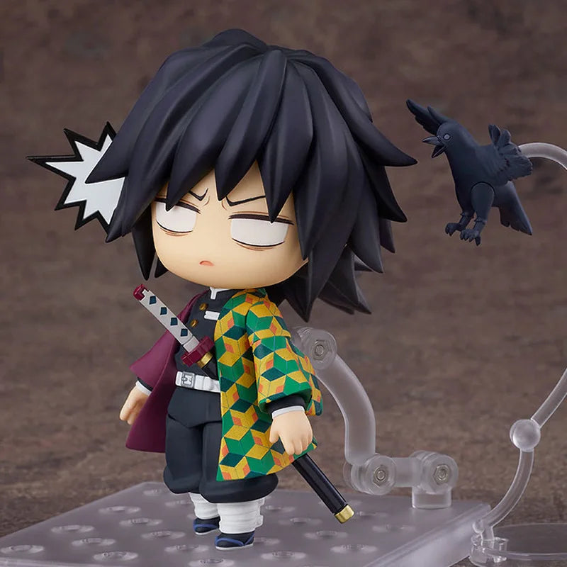 10CM Anime Demon Slayer Kimetsu No Yaiba Tomioka Giyuu Action Figures Q Version PVC Joint replaceable Figure Model Toy Gift