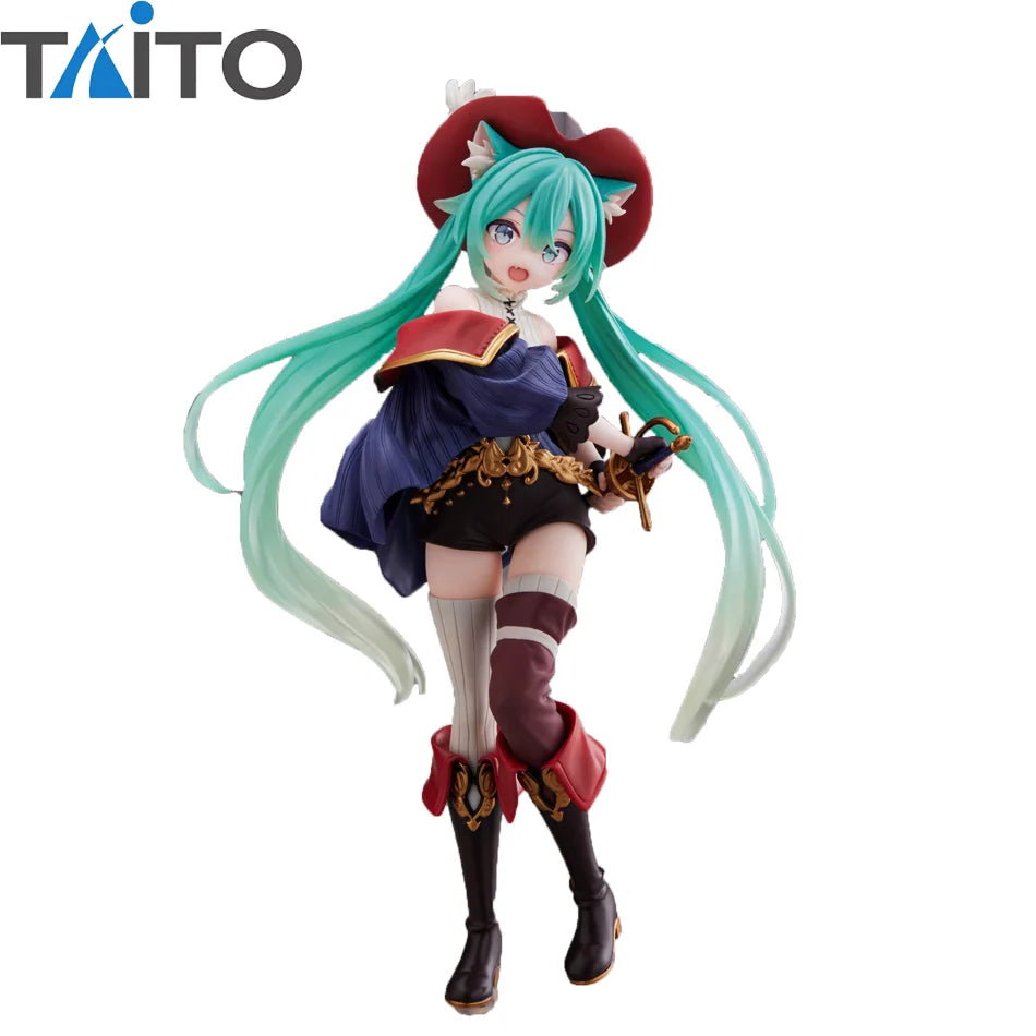 Hatsune Miku Desktop Cute Action Figure Tale Wonderland Miku Puss in Boots Anime Figurine Kawaii Girl Model Toy Adorable Decor