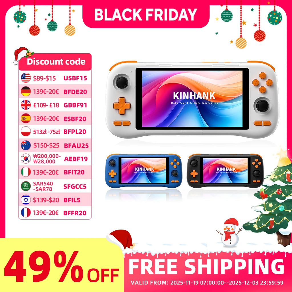 KINHANK K56 Handheld Game Console 5.5'' Touch Screen 50 Emulators for PS1/PSP/DC/SS Android 14 5000mAh WIFI5 Retro Game Player